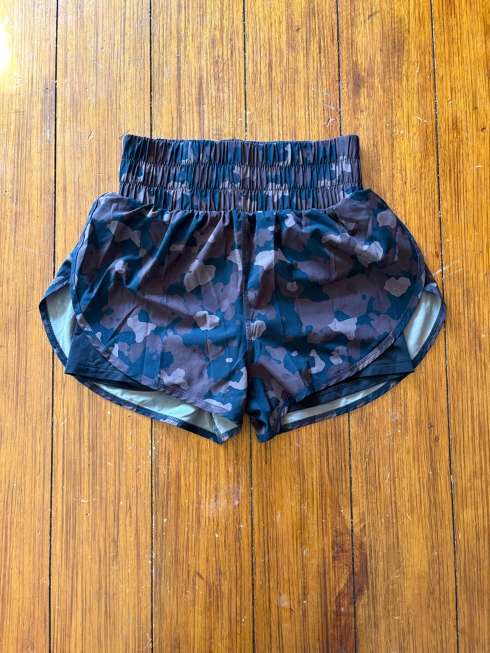 Vitality High-Waist Camo Athletic Shorts - lined
